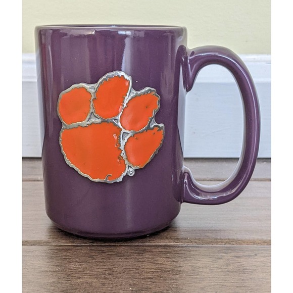 NCAA - CLEMSON TIGERS paw metal enamel logo coffee mug Orange and purple new - Picture 1 of 3